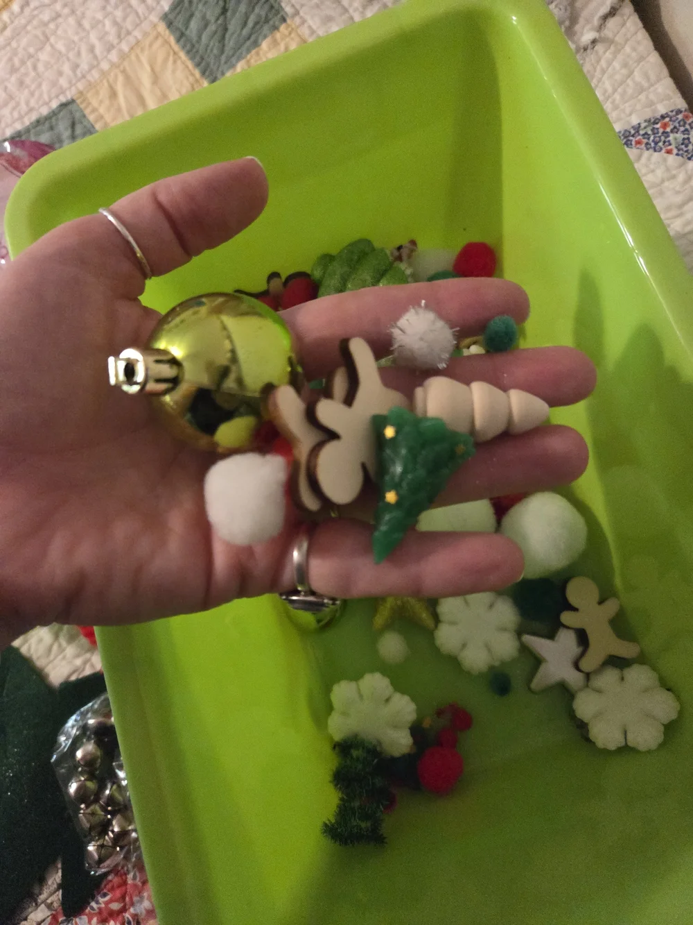 Fun bad of crinkle red paper & Christmas themed sensory bin add ins No Bin Inclu